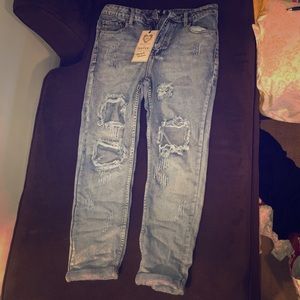 Briana light blue extreme ripped boyfriend jeans